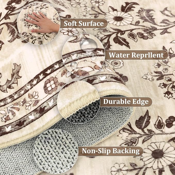 Yamaziot Washable Runner Rug 2x3 – Floral Non Slip Small Entryway Rug - Image 4