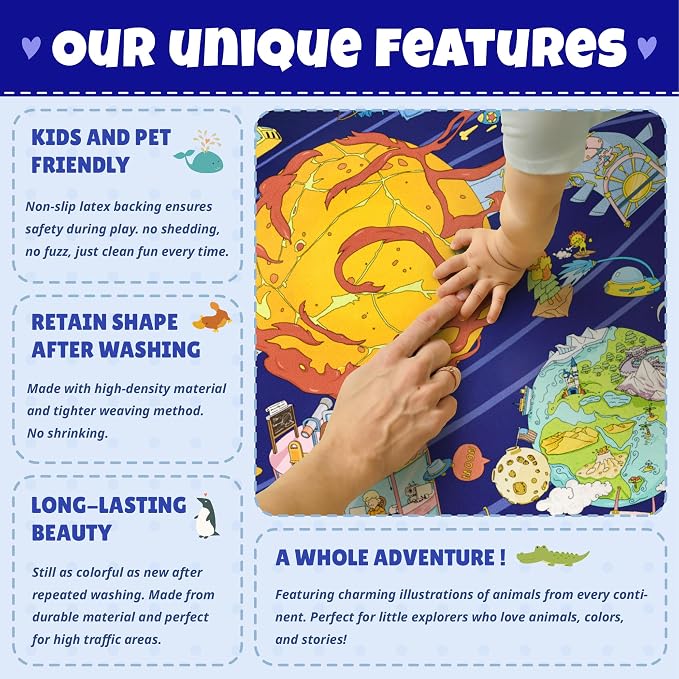 Outer Space Adventure 5x7 Kids Rug – Vibrant Galaxy Scene - Image 8