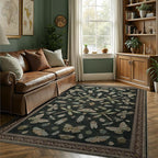 DCX 4x6 Washable Insect Rug, Vintage Gothic Black Rug - Image 2
