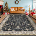 Black Farmhouse Washable 8x10 Area Rugs - Image 9
