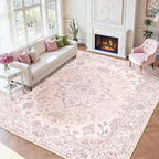 RELEANY Area Rugs Large 9'x12' Washable Non-Slip, Floral Vintage Distress - Image 2