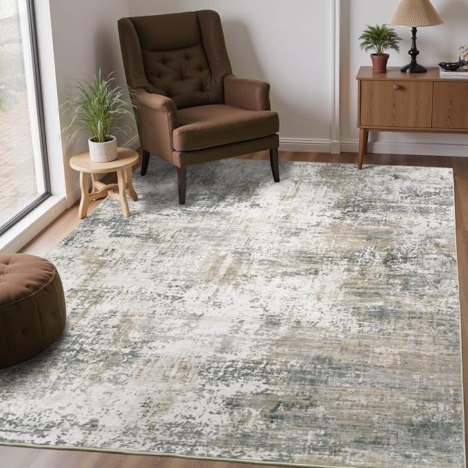 Neutral Area Rug 6x9 Washable Rugs - Image 7
