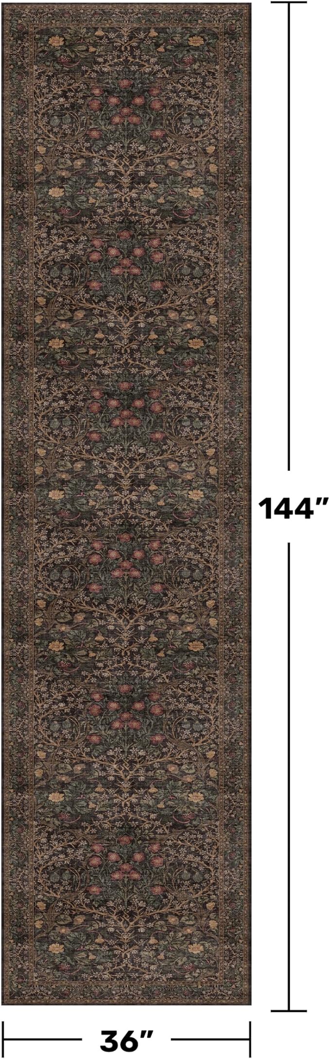 Hazo Haus Dark Brown Boho Washable 3x12 Extra Long Runner Rug - Image 2