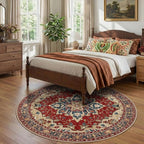 RELEANY Area Rugs Round 7ft Washable Non-Slip, Floral Vintage Distress - Image 2