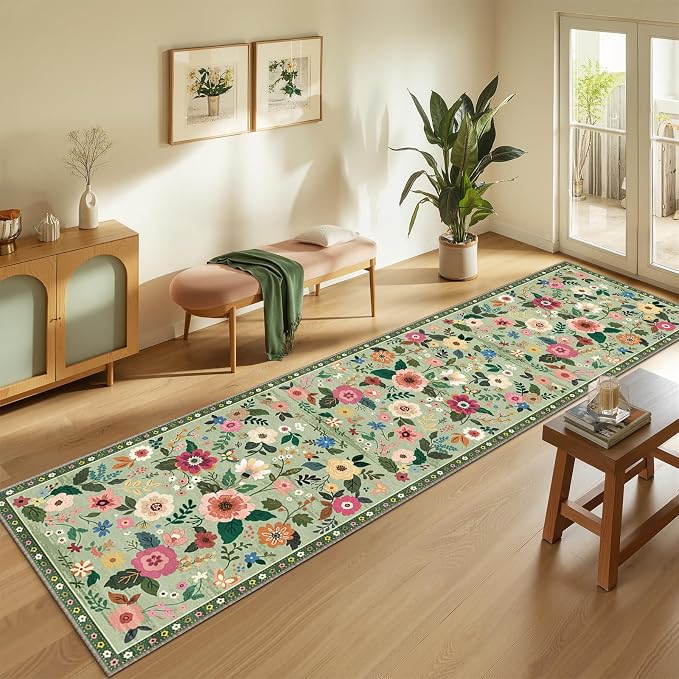 RELEANY Floral 2x8 Area Rugs Washable Print Boho Cute Carpet Non Slip Flower - Image 6