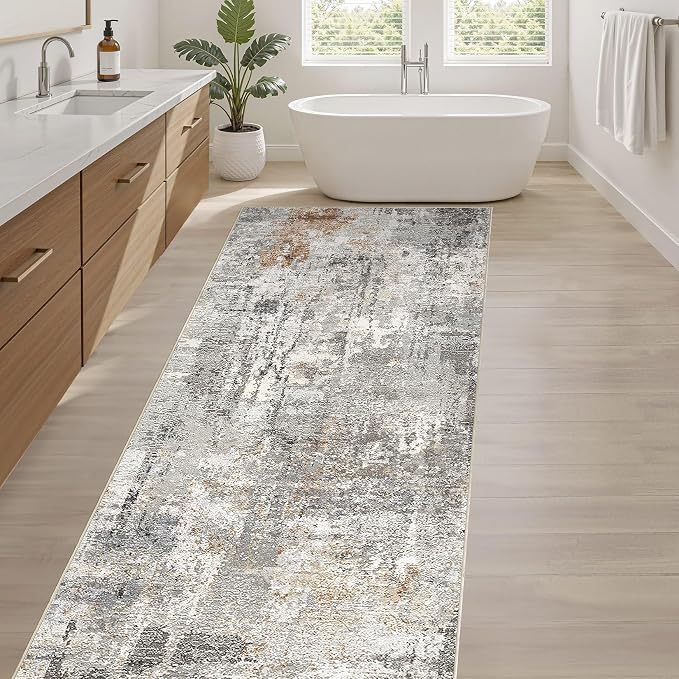 Runner Rug Kitchen Washable Rugs: 3x10 Non-Slip Abstract Soft Modern Stain - Image 5