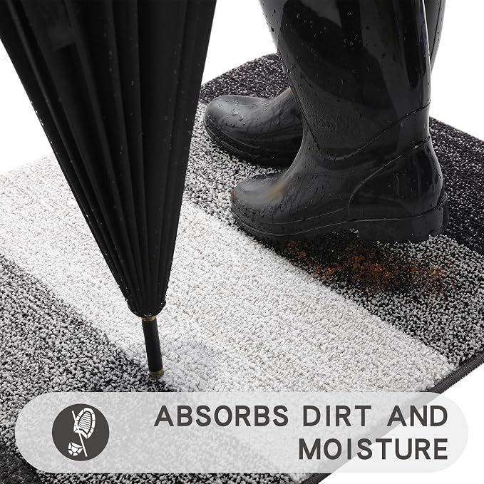 Kitinjoy Indoor Outdoor Door Mat, 54x32 Non-Slip Absorbent Dirt Trapper - Image 2