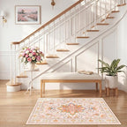 RELEANY Area Rugs Small 2'6"x4' Washable Non-Slip, Floral Vintage Distress - Image 2