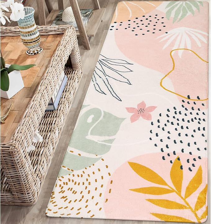 Lahome Pink Washable Runner Rug by Lahome