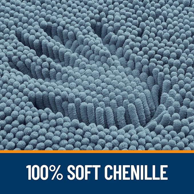 OLANLY Bathroom Runner Rugs 47x20, Soft Absorbent Chenille Bath Rugs, Rubber - Image 3