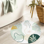 Lahome Boho Round Area Rug - 3Ft Washable Bathroom Rug Non-Slip Small Circle Rug - Image 3