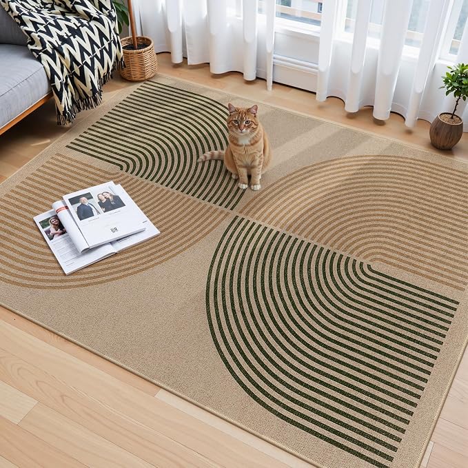 Lahome Enfys Modern Rainbow Easy Jute Rug, 4x6 Washable Rugs - Image 8