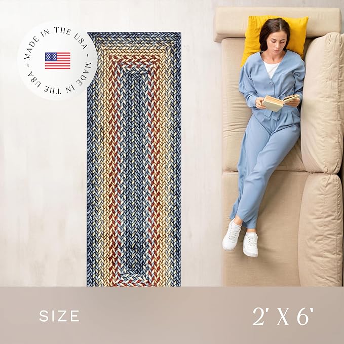 Maples Rugs Marion Bohemian Braided-Style Print Runner Rug – Made in USA – - Image 4