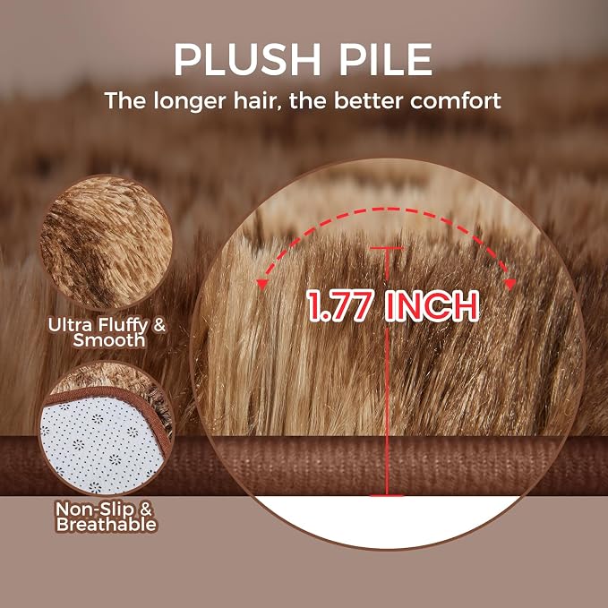 Ultra Soft Rug for Living Room, 3X5 Fluffy Shag Area Rug for Bedroom, Modern - Image 4