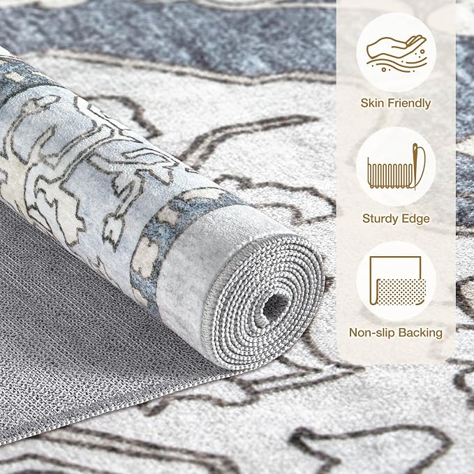 cotiled 8x10 Area Rug Machine Washable Vintage Carpet - Image 2