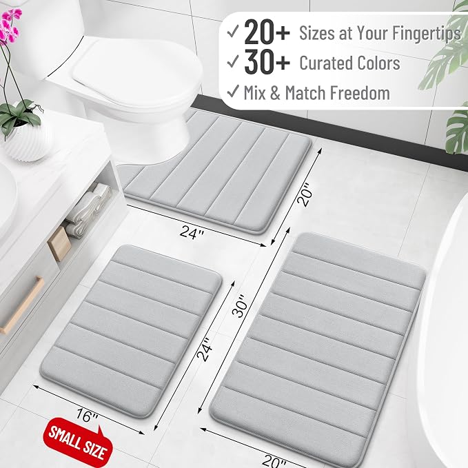 OLANLY Memory Foam Bath Mat 40x24, Super Soft Absorbent Bathroom Rugs, Quick Dry - Image 2