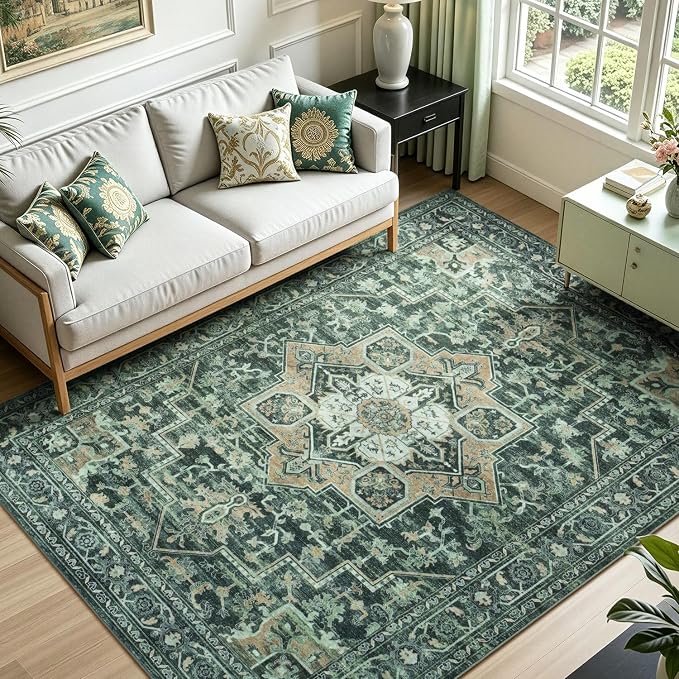 Lofus 5x7 Washable Rugs Non-Slip, Vintage Floral Area Rug by Lofus