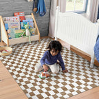 jinchan 4x6 Brown Checkered Area Rugs - Image 3