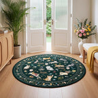 Unirea 4x4 Black Cat Round Area Rugs, Washable Soft Non Slip Circle Rug - Image 3