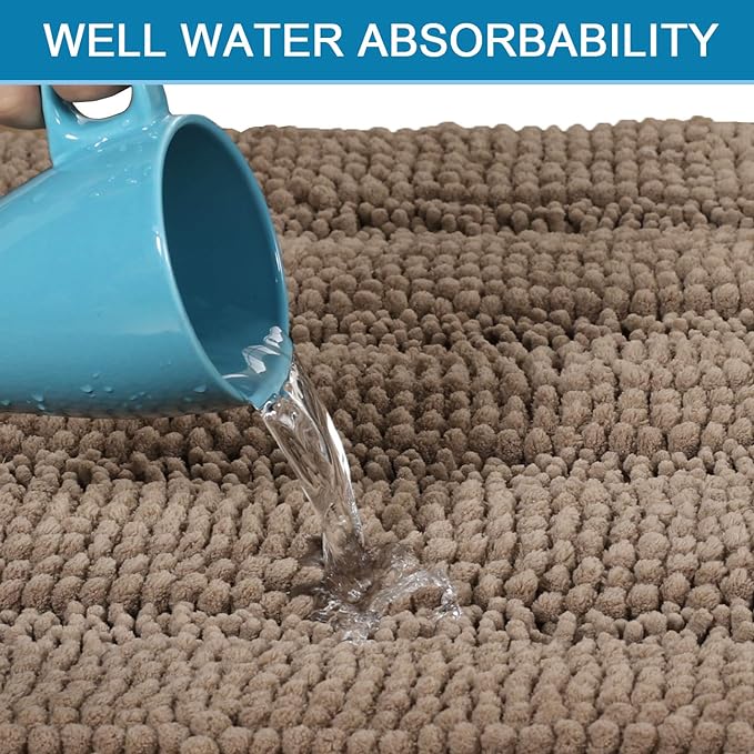 H.VERSAILTEX Bathroom Rugs Sets 2 Piece Non Slip Thick Shaggy Chenille Bathroom - Image 5