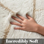 ONASAR 5x7 Area Rugs for Living Room Bedroom, Fluffy White and Beige Faux Fur - Image 2