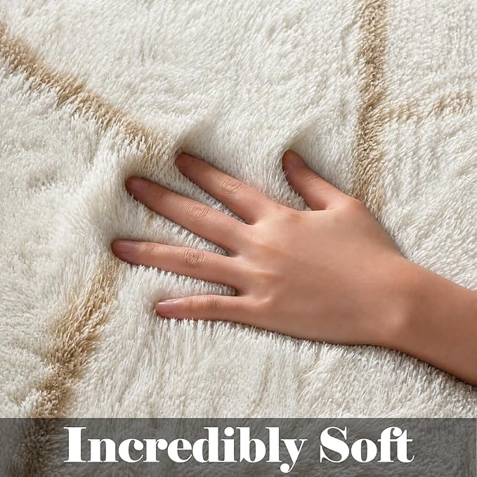 ONASAR Large Living Room Area Rug 6x9, Soft Fuzzy Shaggy Plush Fluffy Moroccan - Image 2