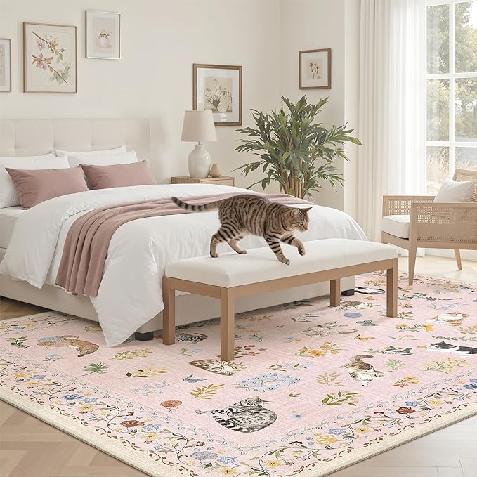 Soalmost Cat 6x9 Pink Area Rugs - Image 3