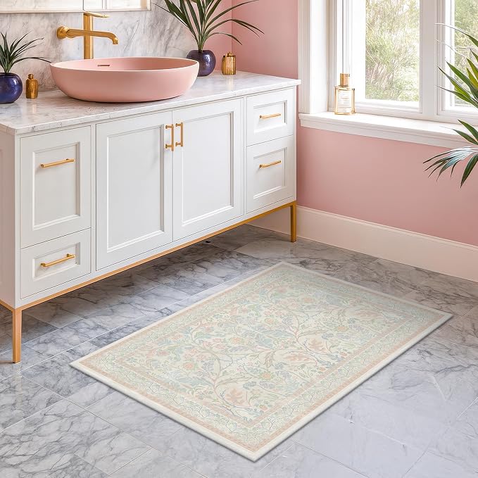 Light Pink Area Rug 2x3 Non Slip Washable, Ultra Soft Small Throw Rugs - Image 3