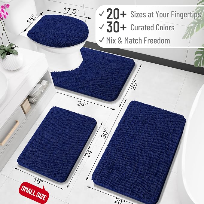 OLANLY Bathroom Rugs 34x21, Extra Soft Absorbent Chenille Bath Rugs, Rubber - Image 2