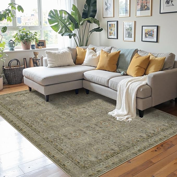 Rugxara 4x6 Rug for Living Room Bedroom, Washable Throw Rugs, Vintage Retro - Image 3