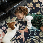 DCX Black Floral Rug 2x3, Washable Black Rug - Image 3