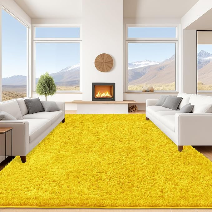9x12 Yellow Area Rugs for Living Room, Large Fluffy Shag Rug for Bedroom Nursery by Unknown