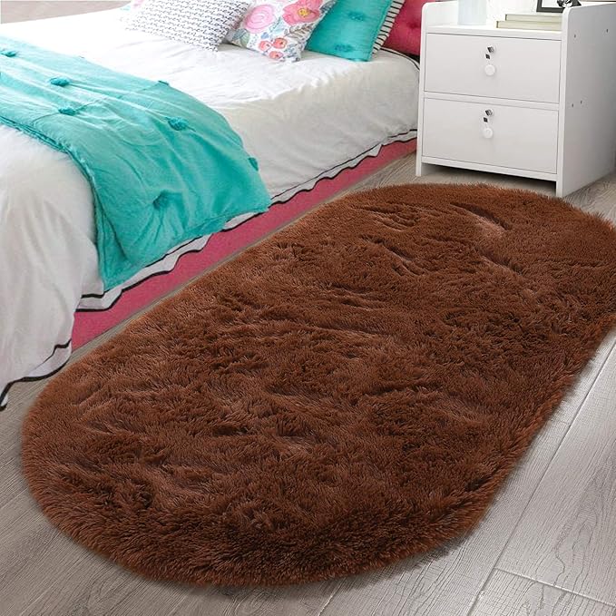 LOCHAS Bedroom Rug 2.6' x 5.3', Soft Oval Throw Rugs Carpet by LOCHAS