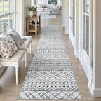 KUTA Moroccan Washable Runner Rug, 2x10 Non-Slip Vintage Grey Boho Hallway - Image 3