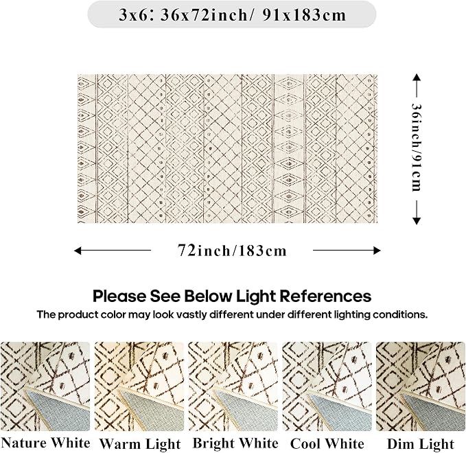 3x6 Washable Kitchen Runner Rug: Non Slip Moroccan Hallway Runners - Image 2