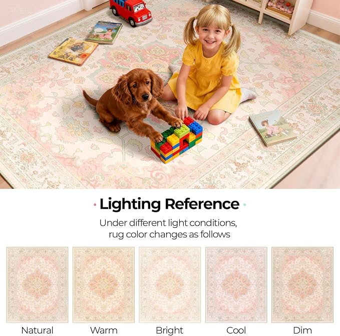 CAPALOCA Machine Washable Rugs Nursery Rug 8x10 Cute Girl Non Slip Low Pile - Image 7