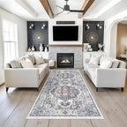 Washable 4x8 Hallway Area Rug: Vintage 8ft Water Resistant Soft Runner Rug - Image 2
