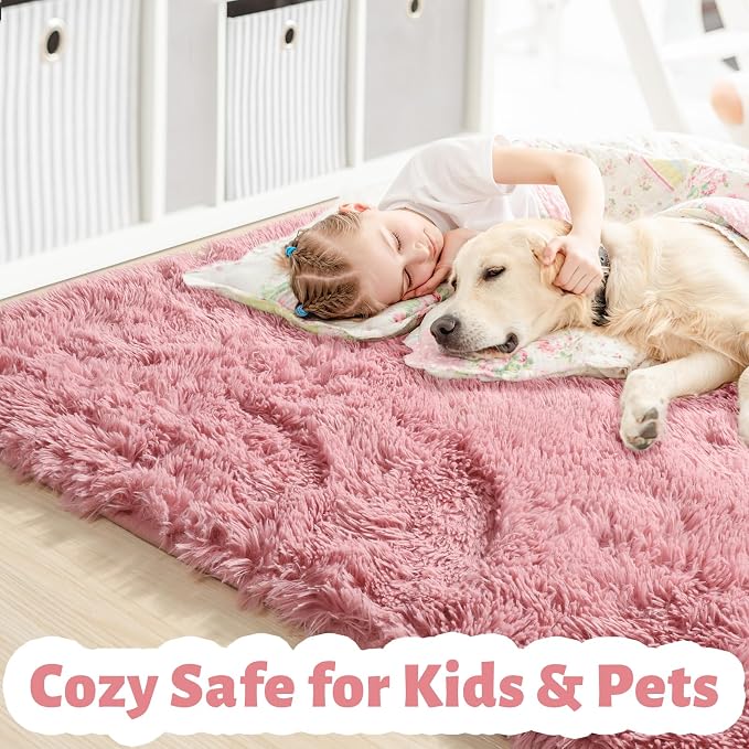 Amdrebio Blush Pink Kids Area Rugs - Image 2