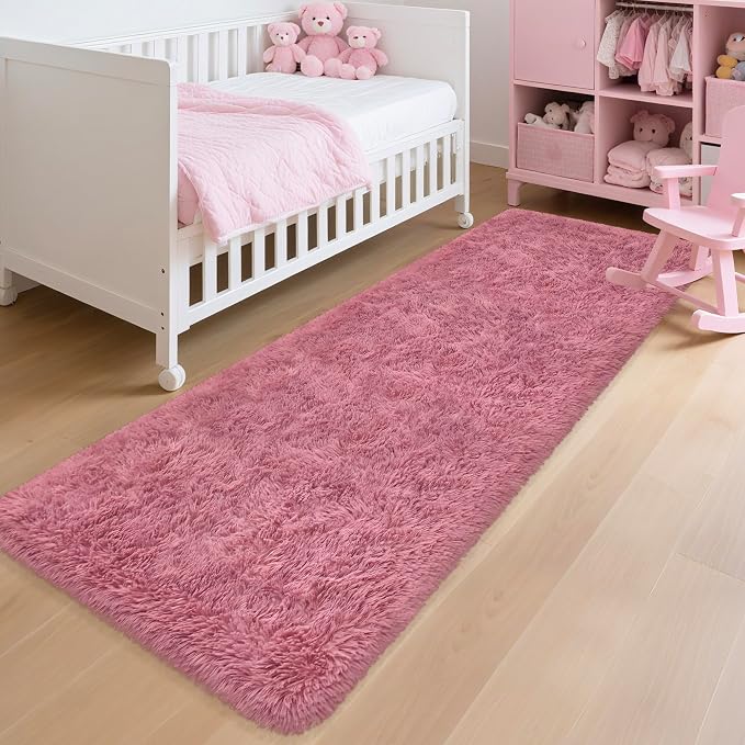 Soft Runner Rug for Bedroom Living Room, 2x6 ft Fluffy Blush Pink Rug for - Image 4