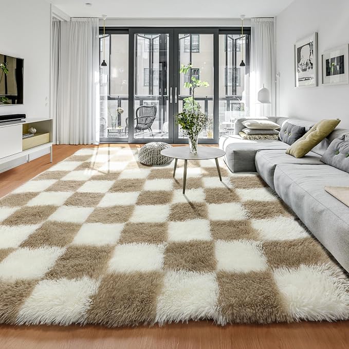 KICMOR 6x9 Rugs for Living Room Beige and Cream White, Large Big Fluffy Shag - Image 5