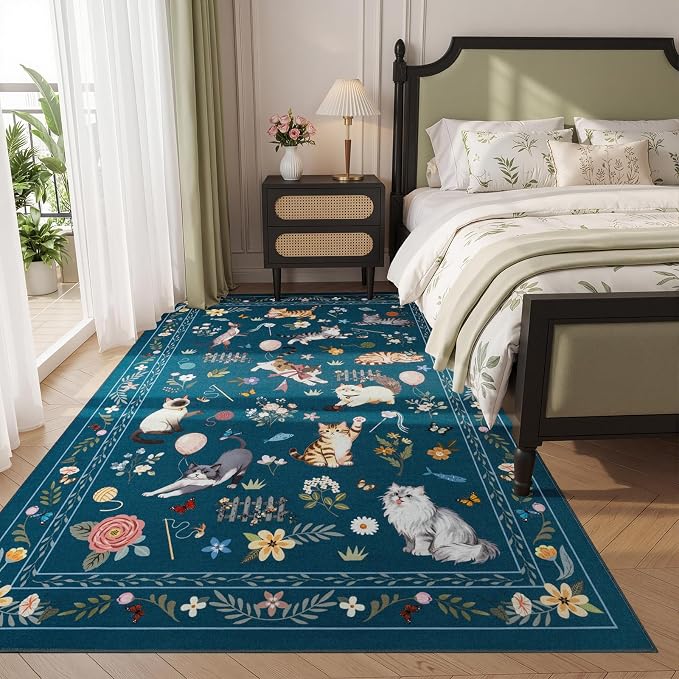 Unirea 3x5 Dark Blue Cat Area Rug - Image 9