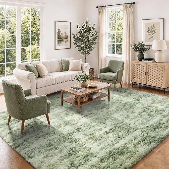 Ophanie Green and White Area Rugs by Ophanie