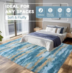 WISH TREE Blue Rugs for Bedroom, 4x6 Fluffy Fuzzy Modern Indoor Floor Rugs for - Image 5
