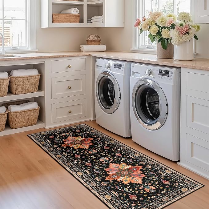 RELEANY Area Rugs Runner 2'x6' Washable Non-Slip, Floral Vintage Distress - Image 4