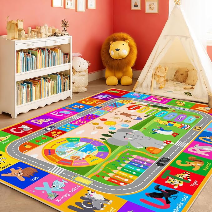 Pionblank Kids Area Rug for Bedroom Preschool, 4x5 Educational Playmat for - Image 5