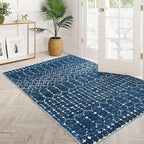 Lahome Moroccan Blue 3x5 Non-Slip Washable Soft Rug - Image 7