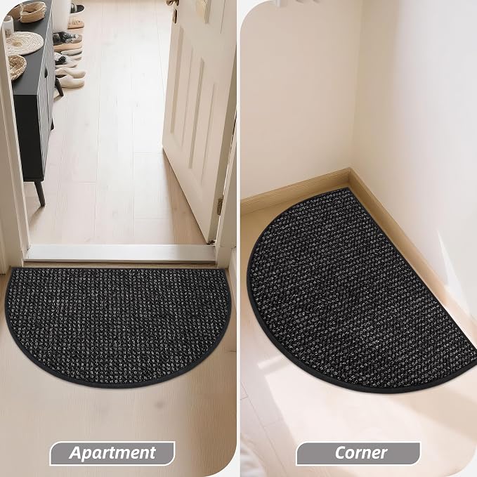BEQHAUSE Dirt Trapper Door Mat 17" x 30" Half Circle Non Slip Washable Doormats - Image 9
