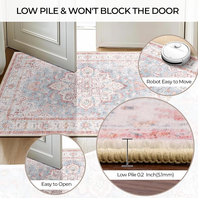 CAPALOCA Machine Washable Rugs Nursery Rug 3x5 Cute Girl Non Slip Low Pile - Image 6