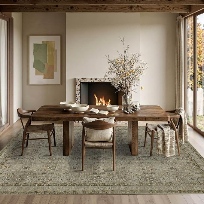 Rugxara 6x9 Area Rugs for Living Room Bedroom, Large Washable Rug, Olive - Image 4