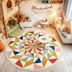 Terrug Multicolored Geometric Round Rug 5ft by TerrugHomeDecor